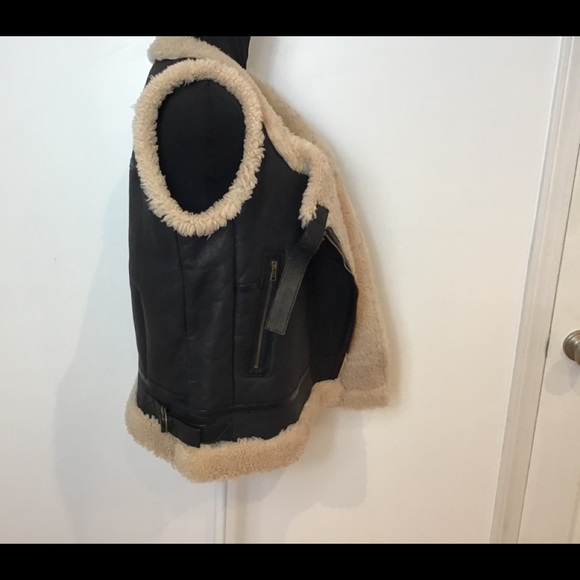 CHLOE LEATHER & SHEARLING VEST MED - Picture 6 of 12